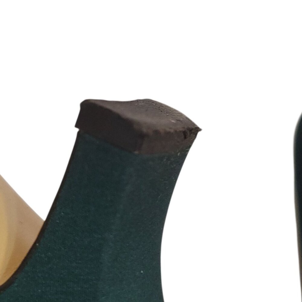 Vintage Laura Scott Green Satin Kitten Heel Shoes Size 6.5 With Button Detail - Picture 16 of 16